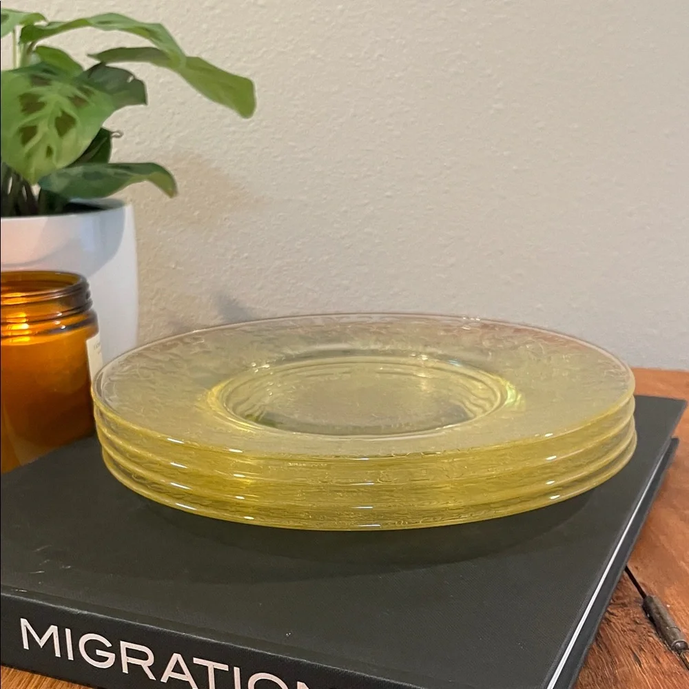 Hazel Atlas Yellow Florentine Depression Glass Salad Plates –Set of 4, 8